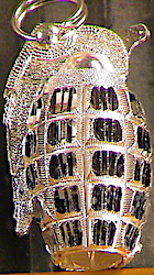 Hand Grenade Pendant - Sterling Silver 