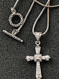 Sterling Silver Cross w/CZ stones 